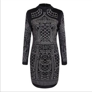 Geometric Rhinestone Bodycon Dress